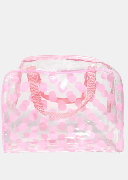 Clear dot travel makeup bag Pink or Purple