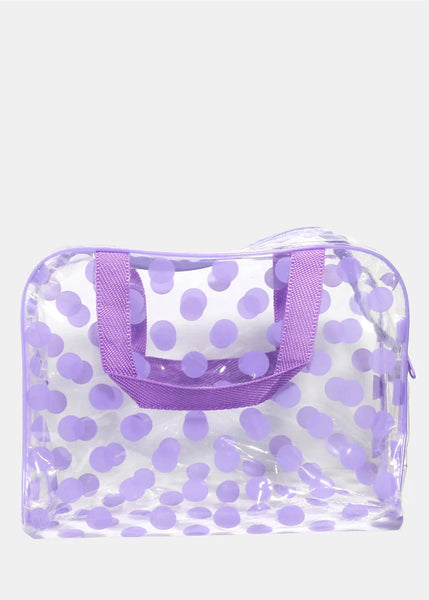 Clear dot travel makeup bag Pink or Purple