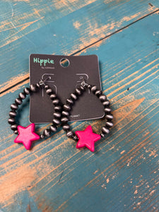 Cheekys Pink Star Navajo Pearl Earrings