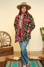 L&B Leopard Sherpa Jacket (TAN) OR (PINK)