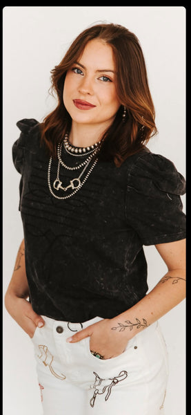 L&B Buckstitch Top Black or Camel color to choose from (THIS TOP RUNS SMALL SIZE UP 2)