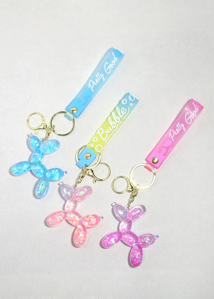 Balloon dog charm keychains- Rhinestone or Sparkle dog