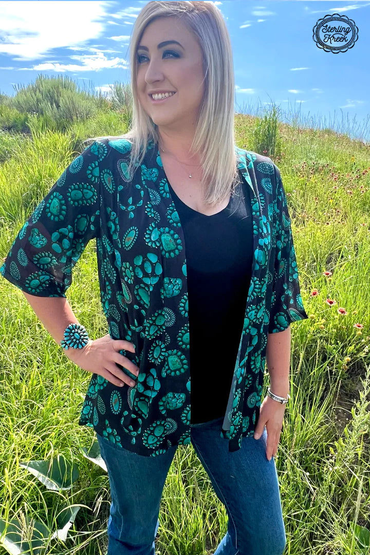 Sterling Kreek Touch Of Turquoise Cardigan
