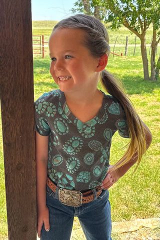 STERLING KREEK Forever In Turquoise Kids V Neck Tee