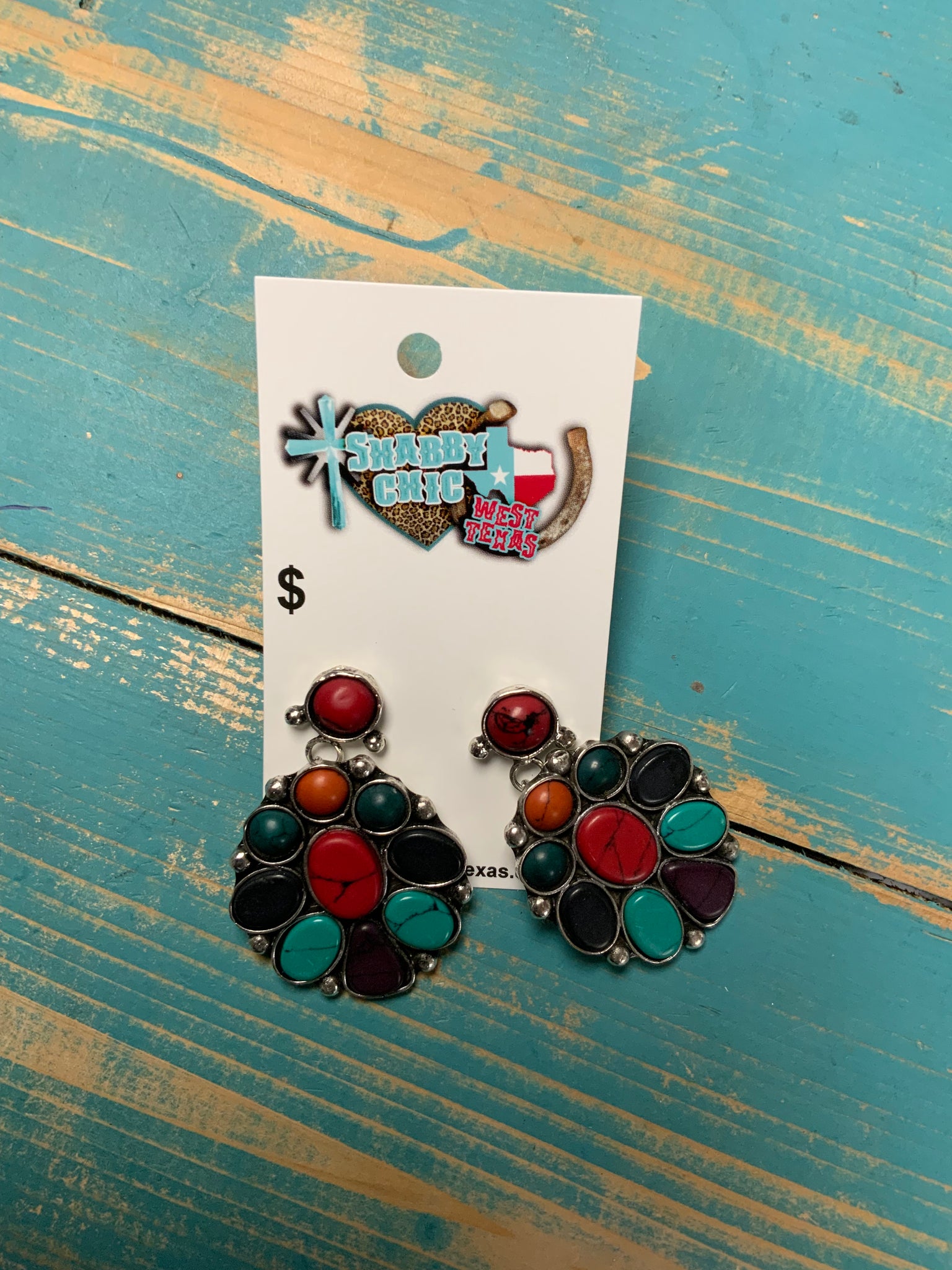 Crazy Train red cluster stone earrings