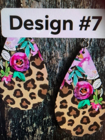 Leopard / Floral Oval Earrings