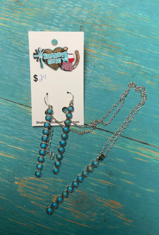 Western Boho Turquoise Necklace set