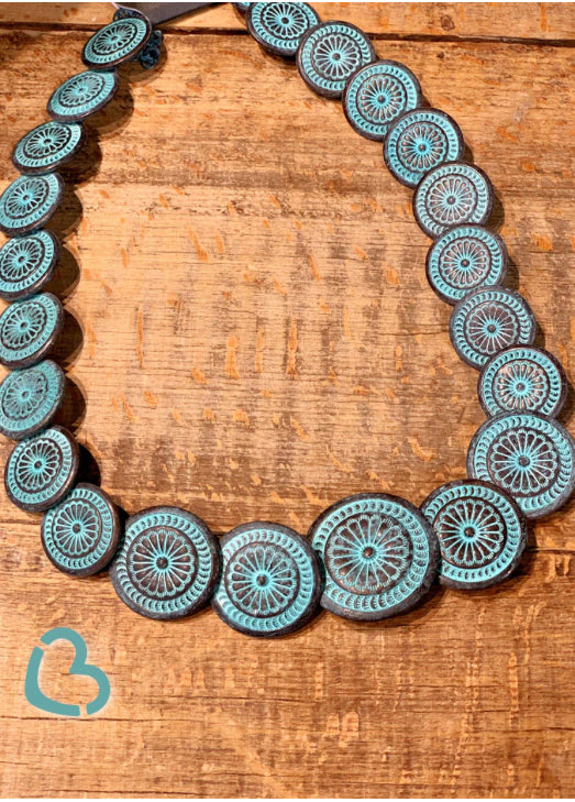 The Ambrose Concho Necklace in Patina