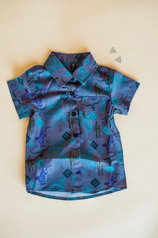 2 Fly Co MIDNIGHT STAMPEDE BUTTON UP [KIDS]