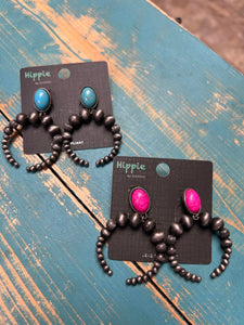 Turquoise or pink Navajo Pearls Dangle Earrings