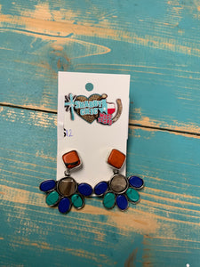 Crazy Train blue & Turq. stone earrings
