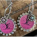 Pink LV Inspired Rhinestone earrings