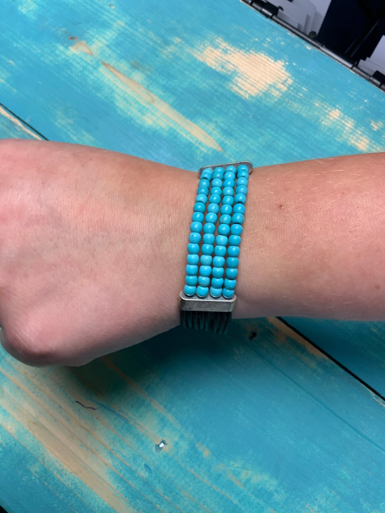 4 strand turquoise bead bracelet
