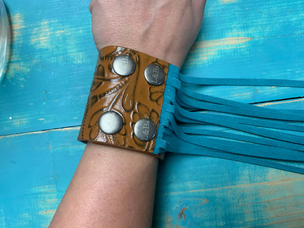 Leather cuffs with fringe 2 designs