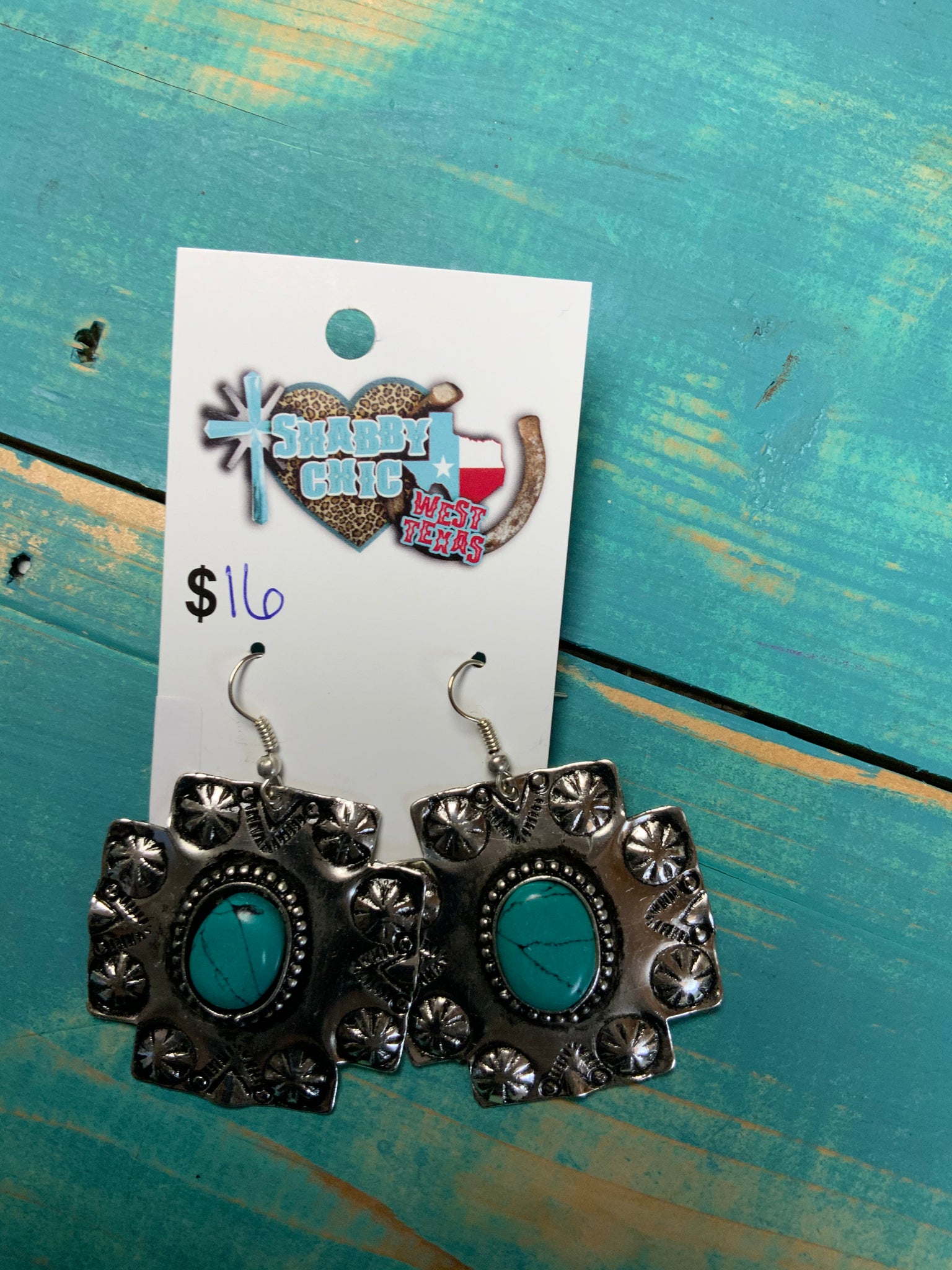 Cheekys Brand Turquoise Aztec Earrings