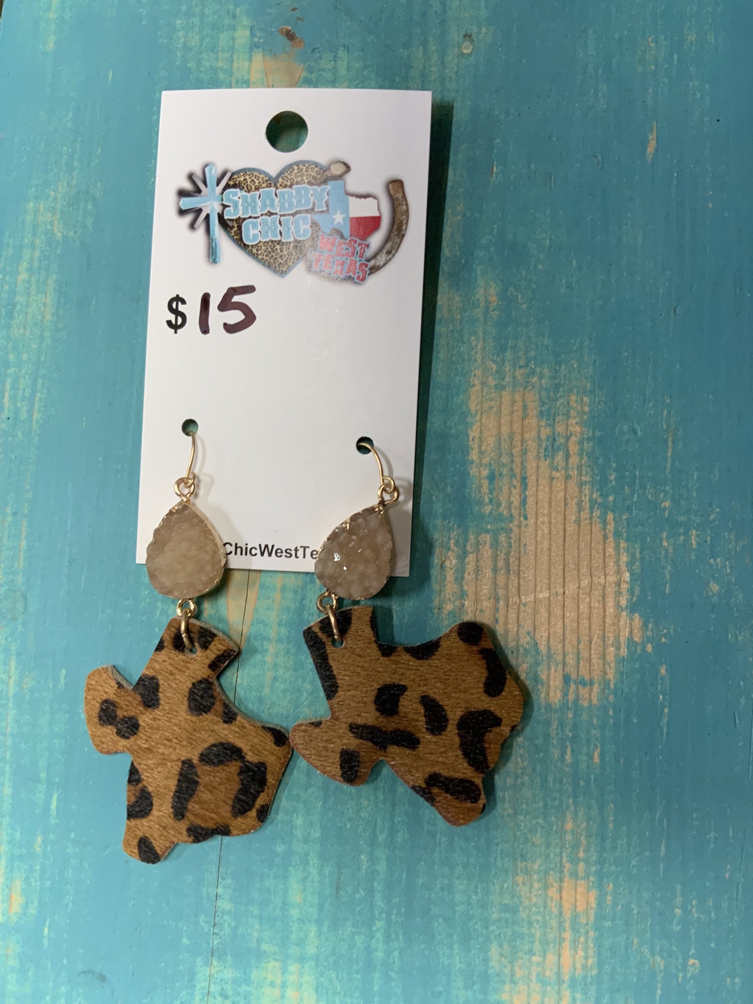 Leopard hair on hide leather cut out earrings two designs