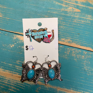 Turq stone Butterfly earrings