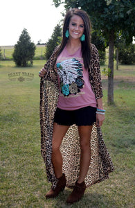 Crazy Train Sheer Long Duster Leopard, One Size "Dixie Duster"