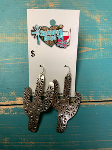 Metal Cactus with cutouts earrings