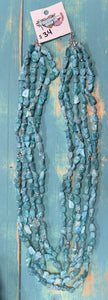 Five strand Turquoise rock necklace