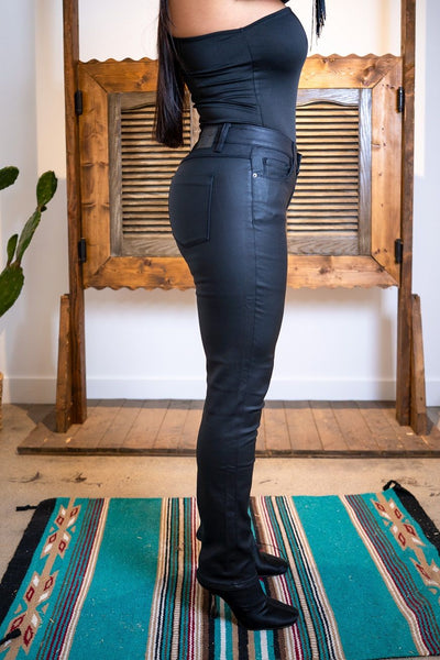 L&B Black Faux Leather Jeans Skinny Fit