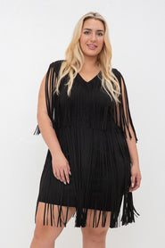 Vocal Suede Fringe Dress Several Colors To Choose From
