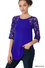 Zenana LACE HALF SLEEVE ROUND NECK & HEM TOP Loose Fit